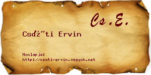 Csáti Ervin névjegykártya